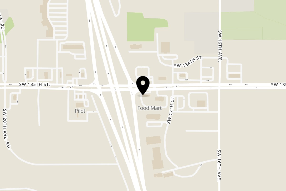 Map showing the location of Tom's Cuban on the Go on 1800 SW Hwy 484 unit-b in Ocala